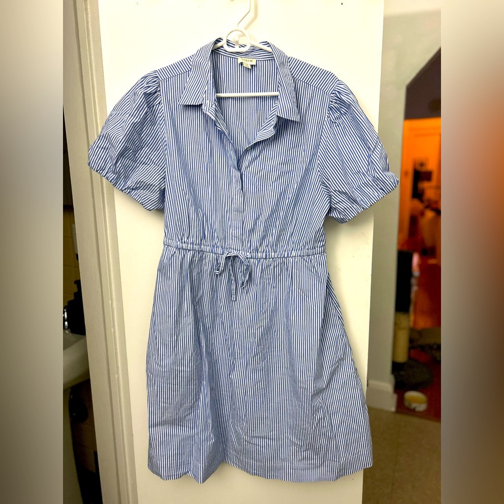 Blue Striped Short Sleeve Dress